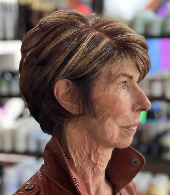 Client hair by Annah Davis — sculpted curly cut